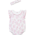 Little Me Clothes for Baby Girls' Hydrangea Bubble with Headband, Floral, 6 Monthss