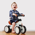 DADDYCHILD Baby Balance Bike for 12-24 Month Toddler, Toys for 1 Year Old Kids, No Pedal Infant 4 Wheels Baby Walker, Ride On Toys for Boys & Girls, Best First Birthday Gifts Children (White)