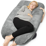 QUEEN ROSE Pregnancy Pillow, U Shaped Full Body Pillows for Sleeping Support, 55 Inch Maternity Pillow for Pregnant Women, Dark Grey