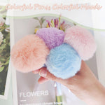 4 Pieces Pompom Ballpoint Pen, Cute Pen Fluffy Ball Pens Color Gradient Pen Office School Accessory Gift for Kids Girls, Yellow, Blue, Purple, Pink