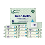 Hello Bello Premium Wipes, Designed for Sensitive Skin with Chamomile & Aloe Extracts, Simply Sage (12 Resealable Packets = 720 Total Wipes)