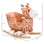 Qaba Kids Plush Ride-On Rocking Horse Toy Giraffe Style with Song for 18-36 Months, Brown