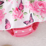 KAFIREN Baby Girl Clothes 6-9 Months Newborn Romper Dress Infant Lace Ruffle Sleeveless Summer Outfits with Headband Rose Red Butterfly 6-9 Months 90cm