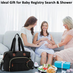 Tenot Diaper Bag Tote, Baby Bag Travel Diaper Tote Bag with Pacifier Case, Cute Maternity Hospital Baby Stylish Diaper Tote for Mom Dad Black