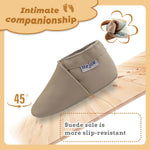 Mejale Baby Boys Infant Shoes Toddler Girls Soft Sole Crawling First Walking Leather Moccasin Prewalker Beige Slippers,0-6 Months, S