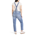 Motherhood Maternity Women's Relaxed Fit Straight Leg Denim Pregnancy Overalls with Adjustable Straps and Pockets, Lake Wash, Medium