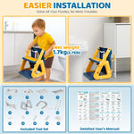 Potty Training Toilet, 2-IN-1 Toddler Potty Training Seats for Kids Baby Infant Boys Girls, Adjustable Potty Seat with ladder, Splash Guard, Anti-Slip Pad and Safety Handle, Blue Yellow