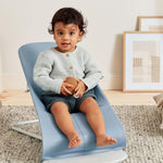 BabyBjörn Bouncer Bliss, Blue, Woven, Petal Quilt | 2-in-1 Adjustable Baby Bouncer Seat and Toddler Chair, Newborn to Toddler (8-29 lbs), 4 Positions, Lightweight & Portable