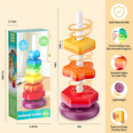 Baby Spinning Stacking Toys for Toddlers 1-3, Sensory Montessori Toy for 1 Year Old Girl Boy, Rainbow Ring Stacker Tower, Educational Learning Toy, Perfect Christmas Birthday Gifts