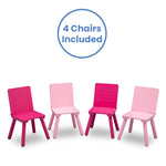 Delta Children Kids Table and Chair Set (4 Chairs Included), White/Pink