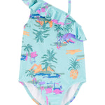 OshKosh Girl One-Piece Swimsuit, Tropical Vintage Print, 2T