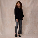 Motherhood Maternity Women’s Long Sleeve Empire Waist Keyhole Woven Pregnancy Blouse, Black, X-Large