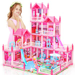 AmiDear Dollhouse with 4-Story 11 Rooms, Dream Gift Princess Doll House Playset with Furniture Pool Slide, Pink Toddler Toy House for 3 4 5 6 7 8 9 10 Year Old Girls
