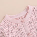Newborn Baby Girls Knit Cardigans Long Sleeve Crewneck Hollow Knit Thin Sweater Toddler Button Tops Coat Outwear (Pink, 3-6 Months)