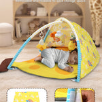 Heypappy Tummy Time Mat, 9-in-1 Banana Baby Play Gym Mat, Oversize Baby Play Activity Mats with Sunshade & 6 Detachable Sensory Toys, Washable Non-Slip Mat for Newborn Infant Baby Essentials Gift