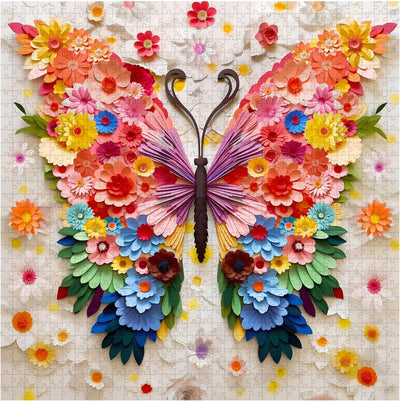 Butterfly Puzzles for Adults 1000 Pieces, Challenging Colorful Flower Butterflies Puzzles with Paper Art, Difficult Animal Plant Jigsaw Puzzles for Adults
