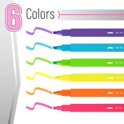 Mr. Pen- Aesthetic Highlighters No Bleed, 6 Pack, Assorted Colors, Chisel Tip, Cute Highlighters Assorted Colors for Journaling, Highlighting, Underlining, Fast Dry, Back to School Supplies