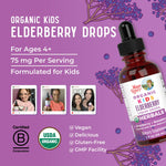 MARYRUTH'S USDA Organic Elderberry Liquid Drops for Kids | Vegan Elderberry Extract Organic Glycerin | Immune Support Supplement | Overall Health | Formulated for Ages 4-13 | 1oz