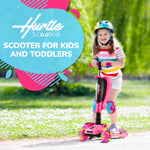 Hurtle 3 Wheeled Scooter for Kids - 2-in-1 Sit/Stand Child Toddlers Toy Kick Scooters w/ Flip-out Seat, Adjustable Height, Wide Deck, Flashing Wheel Lights, For Boys/Girls 1 Year Old+ (Pink)