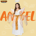 Spooktacular Creations Halloween Angel Costume for Girls, Golden White Angel Dress for Kids for Halloween Role Play Themed Party (Medium, 8-10 yrs)
