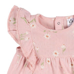 Gerber Baby Girls Cotton Dress and Diaper Cover Set, Daisies, 0-3 Months