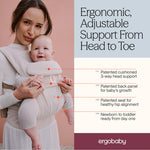 Ergobaby Omni Deluxe Baby Carrier for Newborn to Toddlers 0-48 Months (7-45 lbs) - 4-Position Breathable Mesh Baby Carrier with Ergonomic Support, Storage Pockets, and Sun Hood - Onyx Black