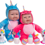 JC Toys Twins 13" Realistic Soft Body Baby Dolls Berenguer Boutique | Twins Gift Set with Removable Outfits and Accessories | Pink and Blue | Caucasian | Ages 2+