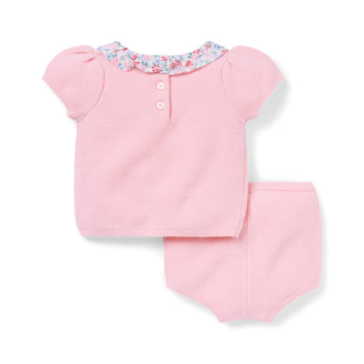 Janie and Jack Baby Floral Collar Matching Set, PINK, 6-12