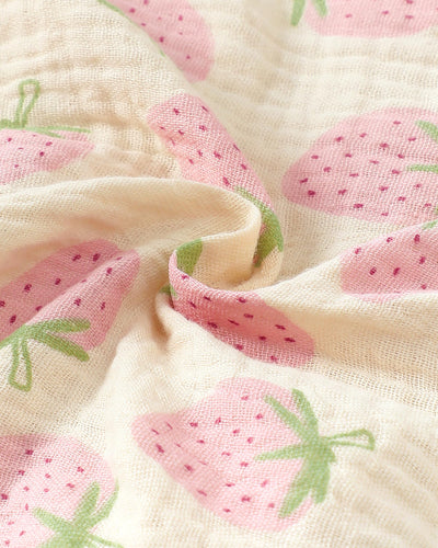Renotemy Baby Girl Newborn Clothes Infant Summer Outfits Bubble Romper Cotton Linen Strawberry Sleeveless Bodysuit Jumpsuit with Hat&Headband Baby Shower Gifts Coming Home Outfit for 3-6 Months Girls