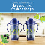 Dr. Brown's Milestones 2-Pack 10oz Insulated Sippy Cups with Straws and Handles, Blue - 12m+