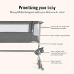 Dream On Me Skylar Bassinet and Bedside Sleeper, Adjustable Heights, Breathable Mesh Sides, Plush Mattress Pad, Wheels with Safety Locks & Tool-Free Assembly, Compact Fold & Travel Bag - Grey