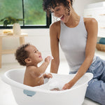 Skip Hop Baby Bath Tub 4-in-1 Grow with Baby Infant to Toddler Bathtub with Supportive Sling and Sit-Up Support Wave Age 0m+