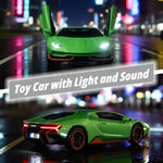 SASBSC Toy Cars for Boys Age 3-12 1/36 Small Diecast Metal Model Car Toys with Light and Sound Pull Back Sport Car for 3+ Years Old Kids Birthday (Green)