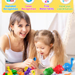 Walenty 26PCS Dinosaur Alphabet Learning Toys for Toddlers 2-4, Montessori Educational Toys Gifts for 2 3 4 Year Old Boy Girl, Preschool Learning Activities, Double Sided ABC Matching Game Kids 3-5