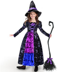 Spooktacular Creations Halloween Child Girl Purple Witch Costume, Toddler Stars and Moon Witch Dress for Kids Halloween Pretend Role Play Parties (Small (5-7 yr))