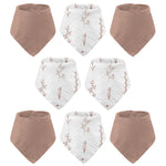 Set of baby bibs with floral patterns on a white background