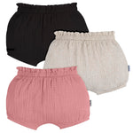 Gerber Baby Girls' 3-Pack Bubble Shorts, Pink/Dot/Black, 12 Months