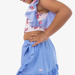 RuffleButts Girls Swim Bow Skirt Cover-Up - Periwinkle Blue, 2T/3T