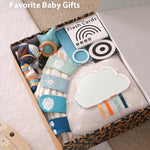 Blissful Diary Baby Play Gym & Activity Mat, 5 Developmental Zones Wooden Tummy Time Mat with 5 Detachable Sensory Toys for Motor Skills & Sensory Development, Baby Essentials Shower Gift