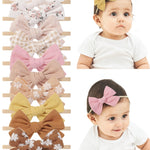 doboi 10PCS Baby Girls Headbands Hair Bows Nylon Linen Hairbands Handmade Hair Accessories for Newborn Infant Toddlers Little Girl and Kids 3.5Inches