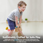 PlanToys® Classic Wooden Palomino Rocking Horse for Toddlers | Eco-Friendly Montessori Ride-On Toy for Balance, Strength & Coordination | Sustainable Rubberwood Construction