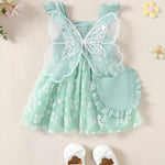 Baby Girl Clothes 6 9 12 Months Toddler Girl Boho Dress Summer Baby Butterfly Short Sleeve Fancy Ruffle Dress Cute Outfit Childrens Clothes with Bag