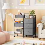 Modanais Baby Diaper Caddy Organizer and Storage Cart - 3 Tier Rolling Cart with Dividers and Drawers, Easy To Assemble, Mobile Utility Cart with Wheels for Nursery, Bedroom, Changing Table & Crib