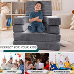 COMFYRA 10 PCS Modular Kids Play Couch with 6 Inflatable Balls – Convertible Foam and Floor Cushion Sofa for Boys and Girls, Perfect Play Couch for Toddlers, Playrooms or Bedrooms (Grey)