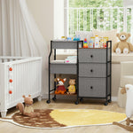 Modanais Baby Diaper Caddy Organizer and Storage Cart - 3 Tier Rolling Cart with Dividers and Drawers, Easy To Assemble, Mobile Utility Cart with Wheels for Nursery, Bedroom, Changing Table & Crib