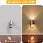 L LOHAS LED Night Light, Night Lights Plug into Wall, Smooth Silver Glossy Plating Metal-Shade Nightlights, Light Sensor, Soft White 3000K, Dimmable Nightlight Plug in for Hallway Bedroom,2 Pack
