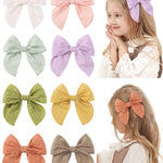 doboi 8PCS Baby Girls Hair Clips Fable Hair Bows Cotton Linen Bows for Girls Hair Accessories for Baby Toddlers Kids