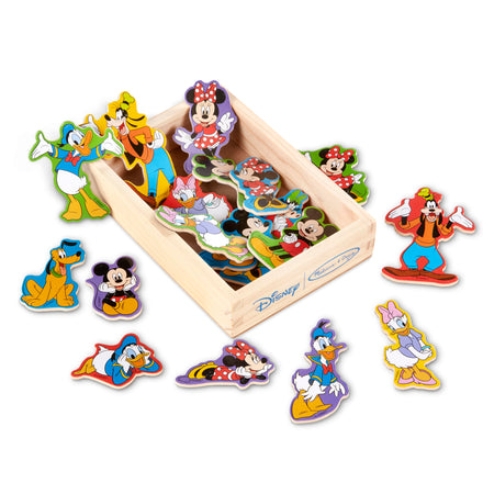 Wooden Disney character puzzle with pieces displayed on a white background
