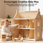 PlanToys® Dining Room Classic Set | Montessori Small World and Family Role Play | Eco Friendly Wooden Dining Room Furniture for Imaginative Play