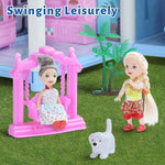 Doll House for Girls 3 4 5 6 7 8 Year Old - 3-Story 6 Rooms Dollhouse with 3 Dolls Light Accessories Furniture and Play Mat, DIY Pretend Dream Dollhouse Toy Gift for Kids (20.5'' x 16'' x 18.7'')